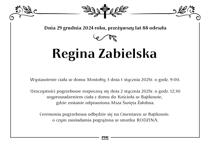 Regina Zabielska  - nekrolog